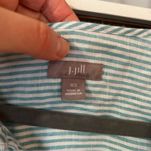 J.Jill Women's XS Extra Small Green Striped Long Sleeve Pullover Blouse Shirt - Picture 5 of 5